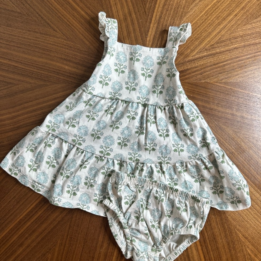 Organic Little Planet Floral Dress with diaper Cover Set